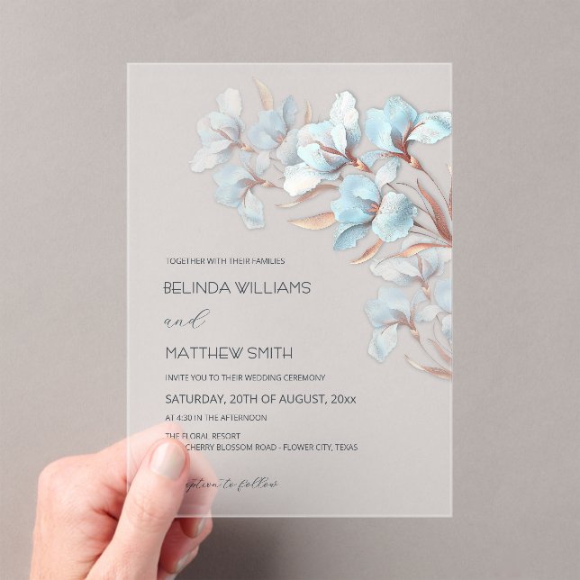 Turquoise Rose Gold Artistic Flowers  Invitation (Insitu (Handheld))