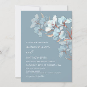 Turquoise Rose Gold Artistic Flowers  Invitation