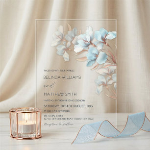 Turquoise Rose Gold Artistic Flowers Invitation