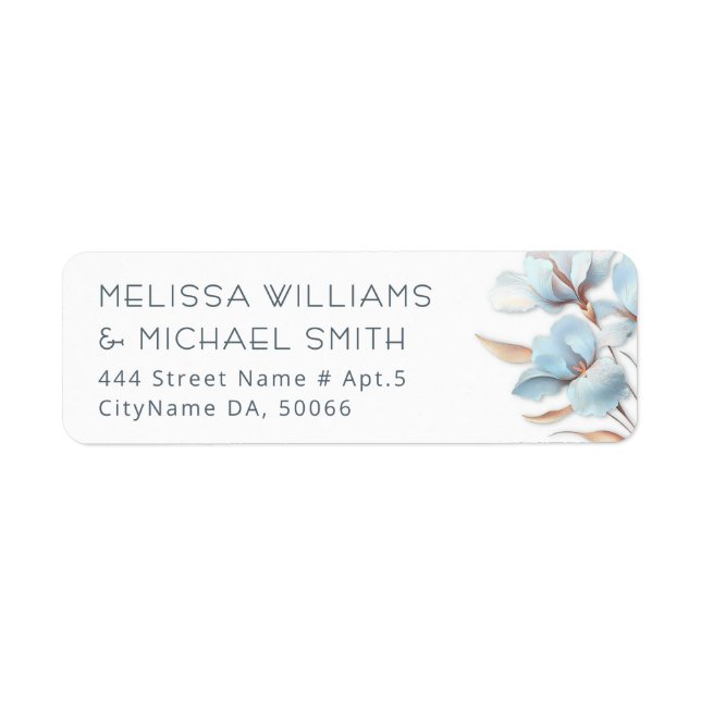 Turquoise Rose Gold Flower |  Wedding Label (Front)