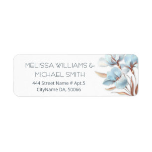 Turquoise Rose Gold Flower Wedding Label