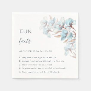 Turquoise Rose Gold Flowers Fun Facts Wedding  Napkin