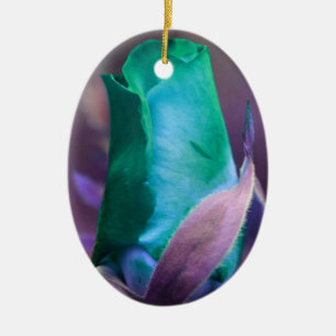 Turquoise Rosebud Flower Ornament
