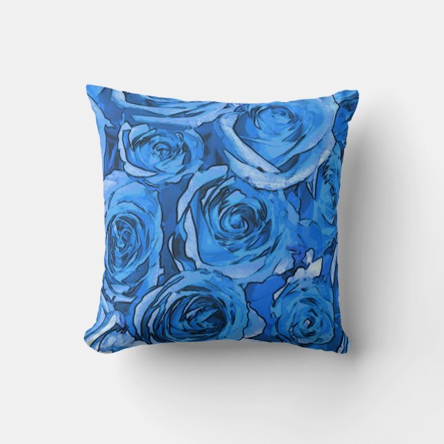 Turquoise Roses Throw Pillow (Front)