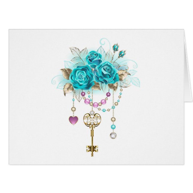 Turquoise Roses with Keys (Front Horizontal)