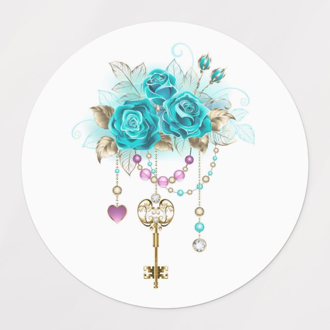 Turquoise Roses with Keys (Design 1)
