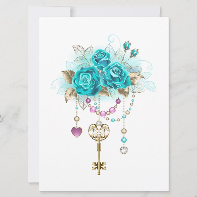 Turquoise Roses with Keys (Front)