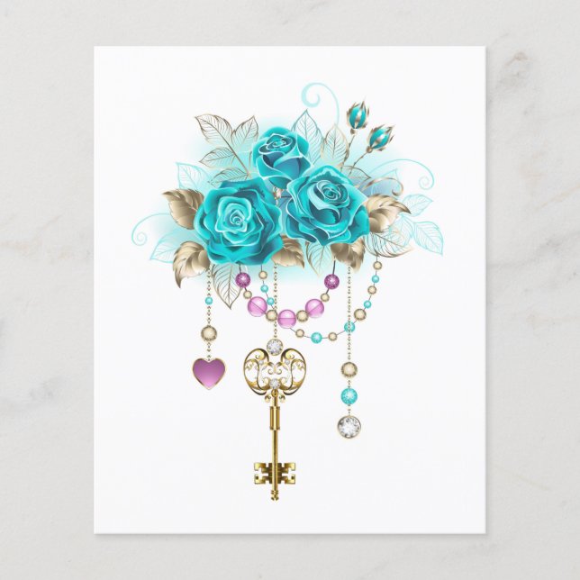 Turquoise Roses with Keys (Front)