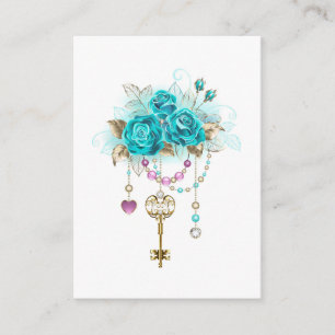 Turquoise Roses with Keys Advice Card