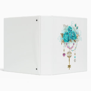 Turquoise Roses with Keys Binder