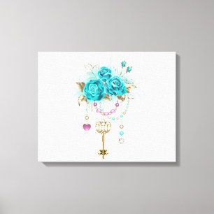 Turquoise Roses with Keys Canvas Print