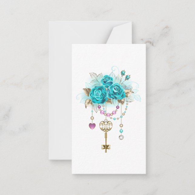 Turquoise Roses with Keys Card (Front)