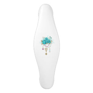 Turquoise Roses with Keys Ceramic Cabinet Pull