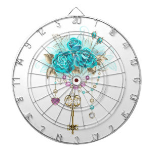 Turquoise Roses with Keys Dartboard