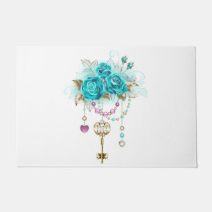 Turquoise Roses with Keys Doormat