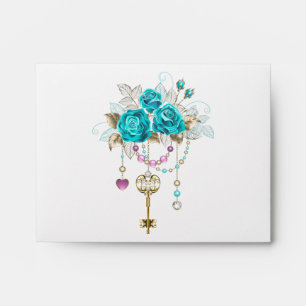 Turquoise Roses with Keys Envelope