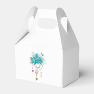 Turquoise Roses with Keys Favor Box