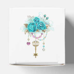Turquoise Roses with Keys Favor Box