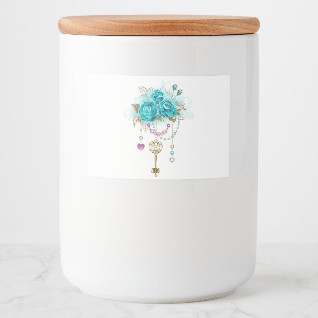 Turquoise Roses with Keys Food Label (Front)