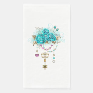 Turquoise Roses with Keys Napkin