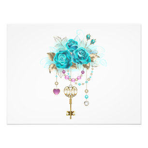 Turquoise Roses with Keys Photo Print