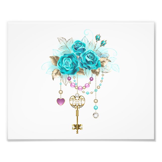 Turquoise Roses with Keys Photo Print (Front)