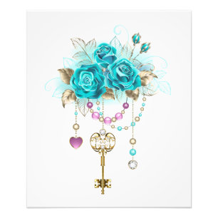 Turquoise Roses with Keys Photo Print