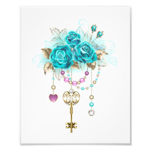 Turquoise Roses with Keys Photo Print