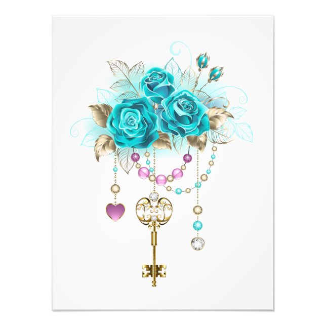 Turquoise Roses with Keys Photo Print (Front)