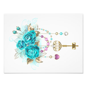 Turquoise Roses with Keys Photo Print