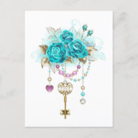 Turquoise Roses with Keys
