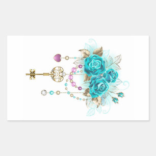 Turquoise Roses with Keys Sticker