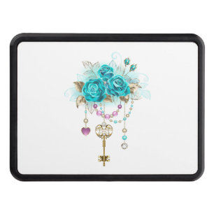 Turquoise Roses with Keys Trailer Hitch Cover