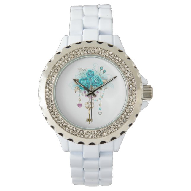 Turquoise Roses with Keys Watch (Front)