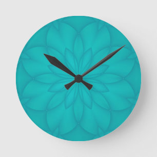 Turquoise Rosette Round Clock