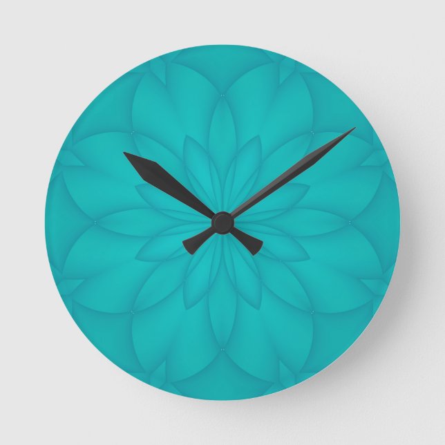 Turquoise Rosette Round Clock (Front)