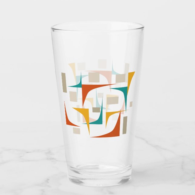 Turquoise rouge orange coins mi-siècle Retro verre (Devant)