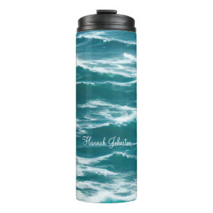 Turquoise Rough Surf Breaking Ocean Waves Thermal Tumbler