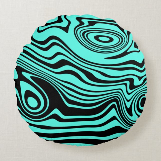 Turquoise Round Pillow Your Colours (Front)