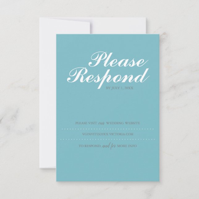 Turquoise RSVP Card, Wedding Website Card (Front)