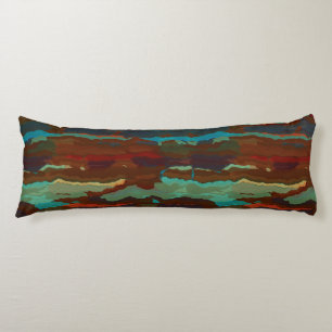 Turquoise, Rust and Blue Abstract Body Pillow