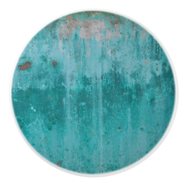 Turquoise Rust Ceramic Knob (Front)