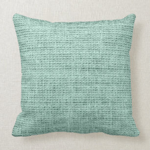 Turquoise Rustic Burlap Linen Throw Pillow