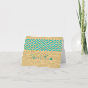 Turquoise Rustic Chevron Carte de remerciements
