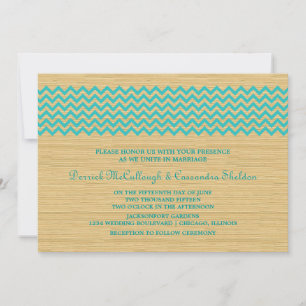 Turquoise Rustic Chevron Wedding Invitation