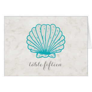 Turquoise Rustic Seashell Mariage Numéro de table