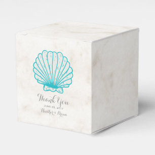 Turquoise Rustic Seashell Wedding Favor Box