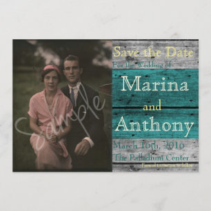 Turquoise Rustic Splash Save the Date No. 1