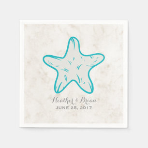 Turquoise Rustic Starfish Wedding Napkin