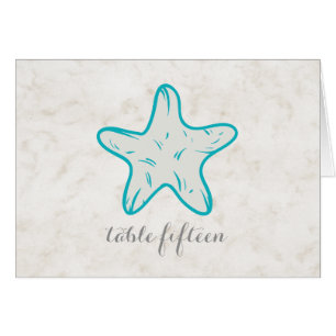 Turquoise Rustic Starfish Wedding Table Number